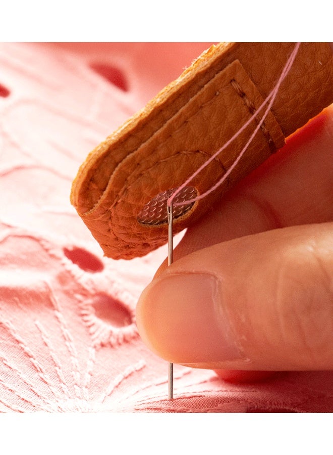 2 Pieces PU Leather Thimbles for Hand Sewing Quilting, PU Leather Finger Protectors Finger Guard Pin - Image 2