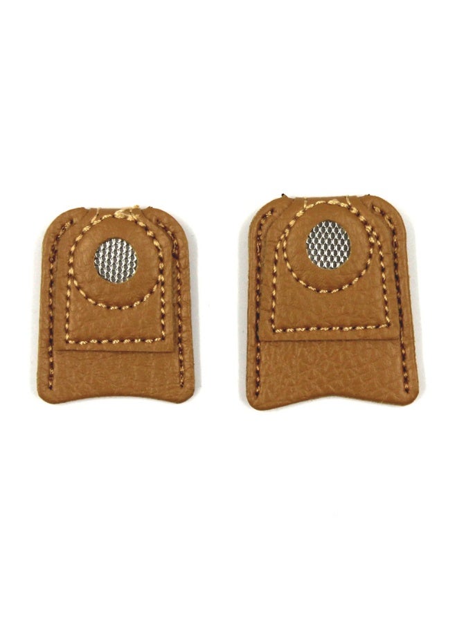 2 Pieces PU Leather Thimbles for Hand Sewing Quilting, PU Leather Finger Protectors Finger Guard Pin - Image 5