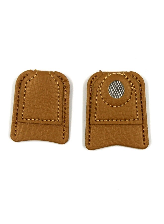 2 Pieces PU Leather Thimbles for Hand Sewing Quilting, PU Leather Finger Protectors Finger Guard Pin - Image 4