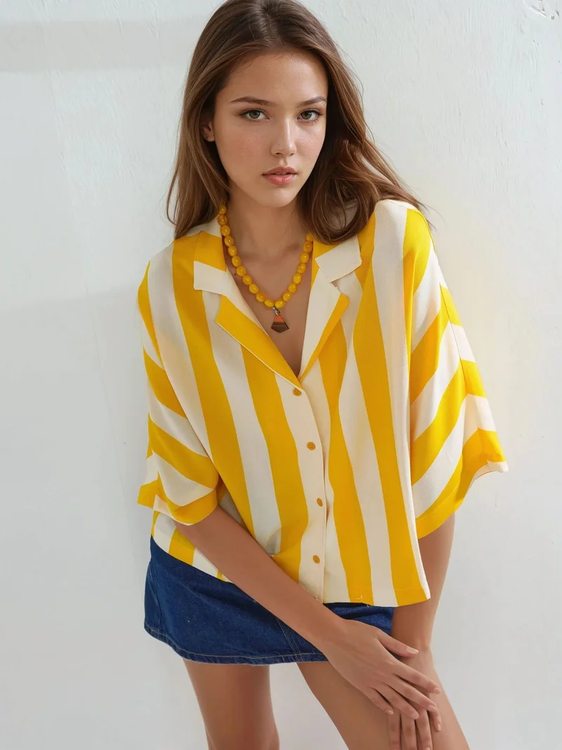 Busem BUSEM Relaxed Fit Striped Button-Up Shirt