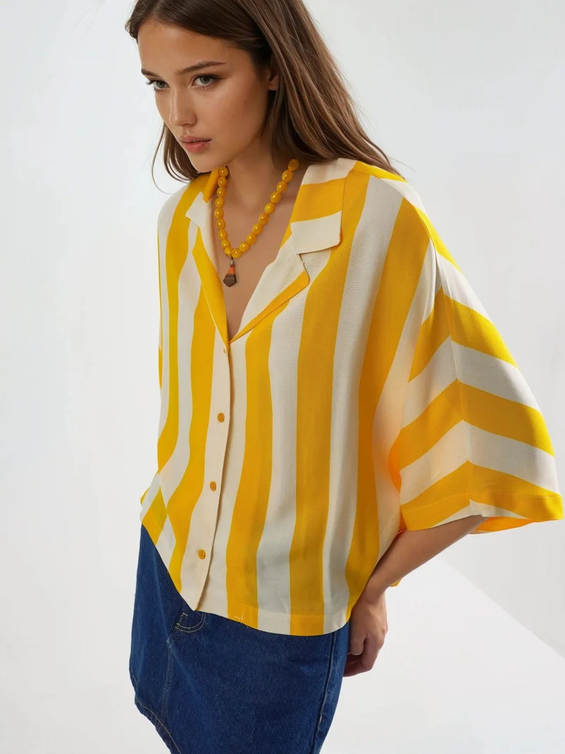 Busem BUSEM Relaxed Fit Striped Button-Up Shirt
