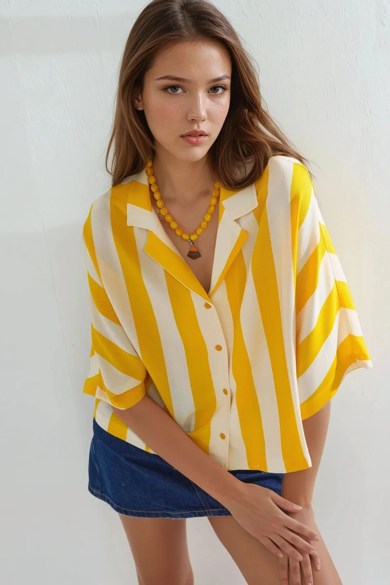Busem BUSEM Relaxed Fit Striped Button-Up Shirt