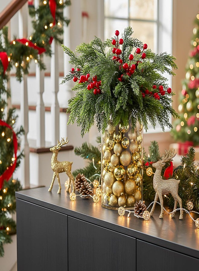 Giegxin 85 Pcs Christmas Dining Table Centerpiece DIY Set with 1 Vase 5 Artificial Pine Branches 70 Golden Vase Filler Balls 8 Red Berries 1 Paper Tube for Dinning Table Party Festival Decor - Image 5