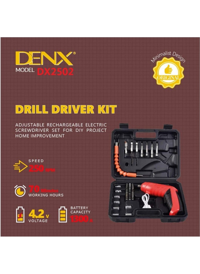Denx Mini Cordless Rechargeable Electric Screwdriver With Accessories Suitable For Home - From Dinex  - Image 3