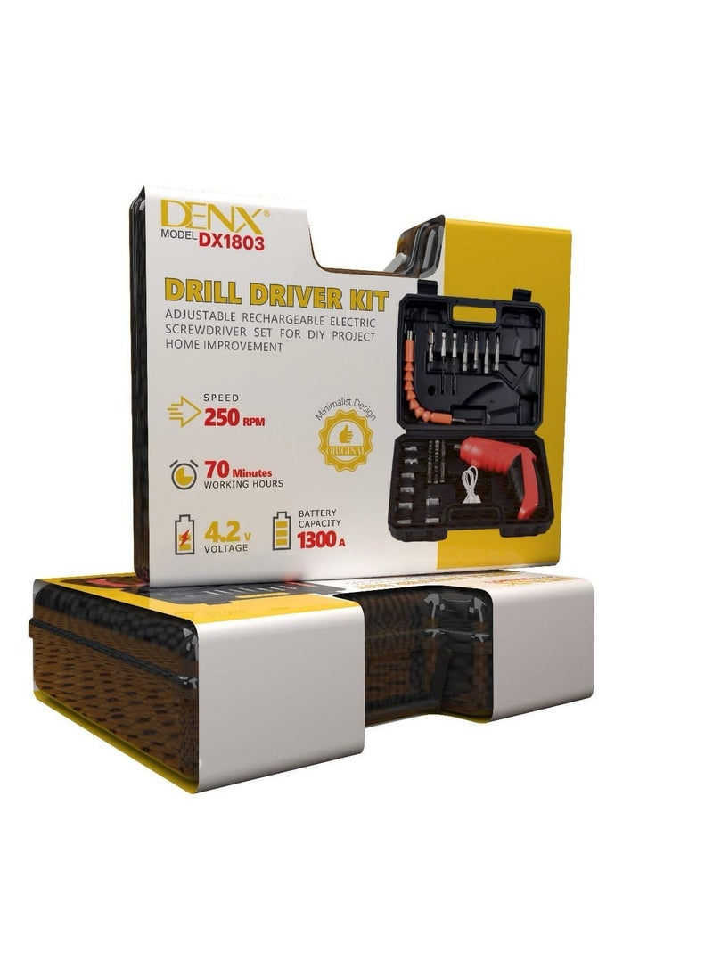 Denx Mini Cordless Rechargeable Electric Screwdriver With Accessories Suitable For Home - From Dinex  - Image 2