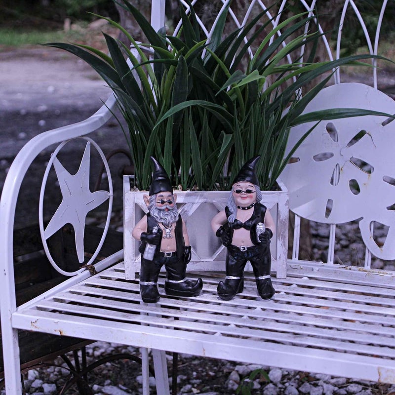 Zeckos Gnoschitt and Gnofun Thirsty Biker Garden Gnome Statues 7.5 Inches High - Funny Indoor Outdoor Décor - Leather-Clad Yard, Flowerbed or Shelf Figurines - Image 3