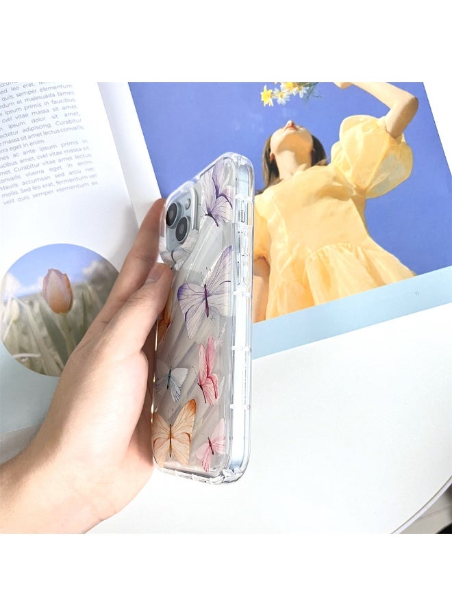 NIBEMINENT Spring Colored Butterflies Protective TPU Case Cover For iPhone 15 Pro Max Clear - Image 2