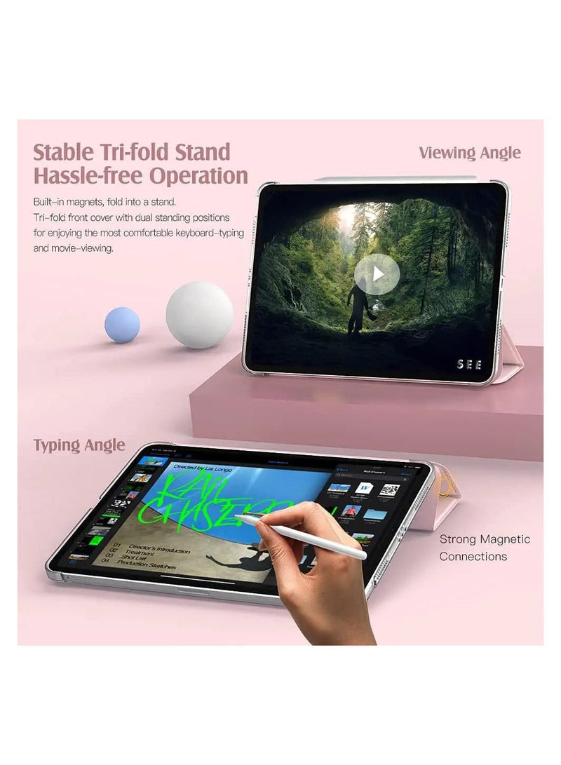 Y&D Case for New iPad Air 4th Generation 9.7 Inch, 4 Case, Support 2nd Gen Apple Pencil Charging, Slim Stand Hard Back Shell Protective Cover with Auto Wake, Sleep, Smart (Light Pink) - Image 2