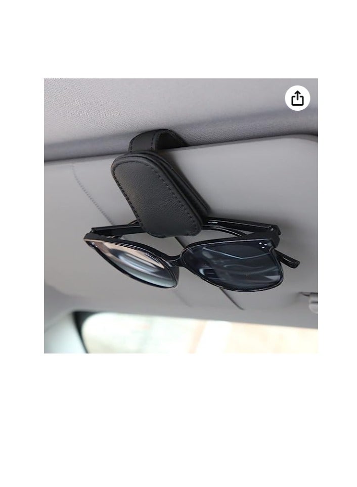 Car sunshade sunglasses frame - Magnetic leather sunglasses frame and ticket clip - Car sunshade accessories (black) - Image 1