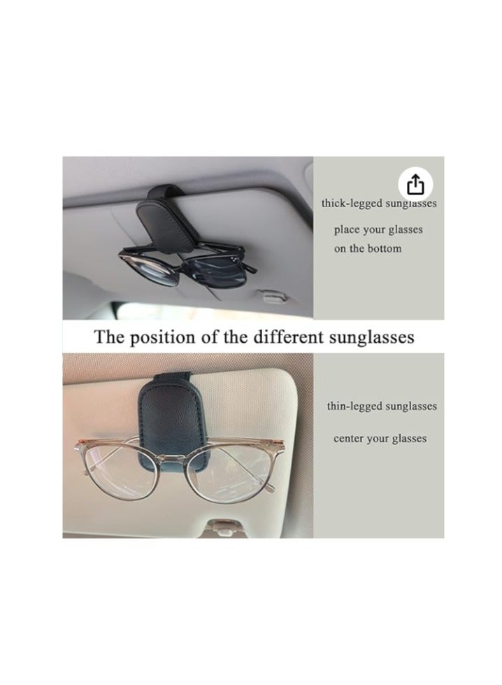 Car sunshade sunglasses frame - Magnetic leather sunglasses frame and ticket clip - Car sunshade accessories (black) - Image 3