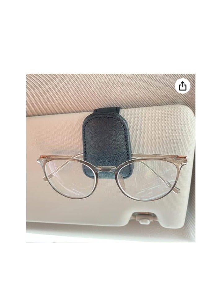 Car sunshade sunglasses frame - Magnetic leather sunglasses frame and ticket clip - Car sunshade accessories (black) - Image 2