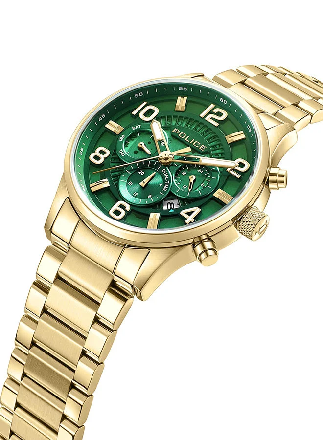 بوليس ساعة يد رجالية ستانلس ستيل كرونوغراف أديس مطلية بالذهب ٤٥ مم