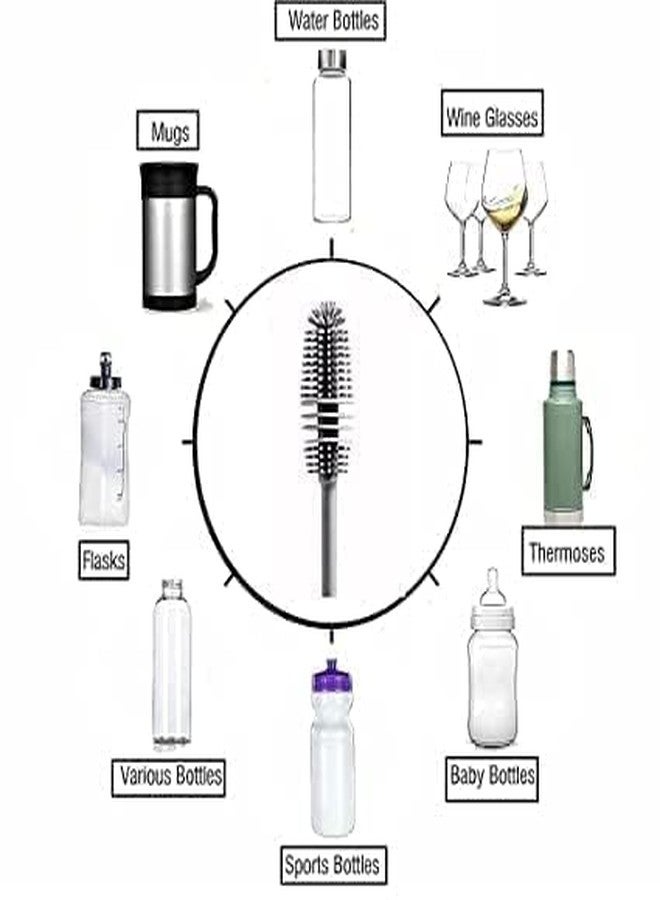 JAGMOOLYA Products Grey Bottle Cleaning Brush for Washing Water Bottle, Narrow Neck Containers, Hydro Flask, Vacuum Sports Bottle, Vase and Glassware (Pack of (6) - Image 2