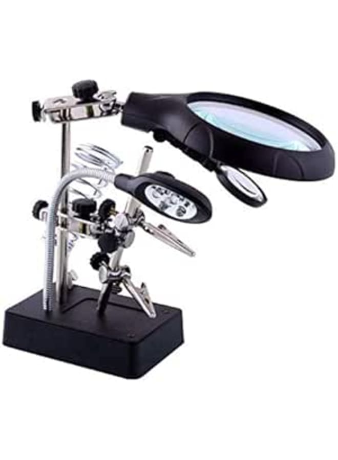 Other 2.5X 7.5X 10X Light Desktop Magnifier & Lamp Helping Hand Repair Clamp Auxiliary Clip Stand Magnifying Glass with USB/AC Light Source