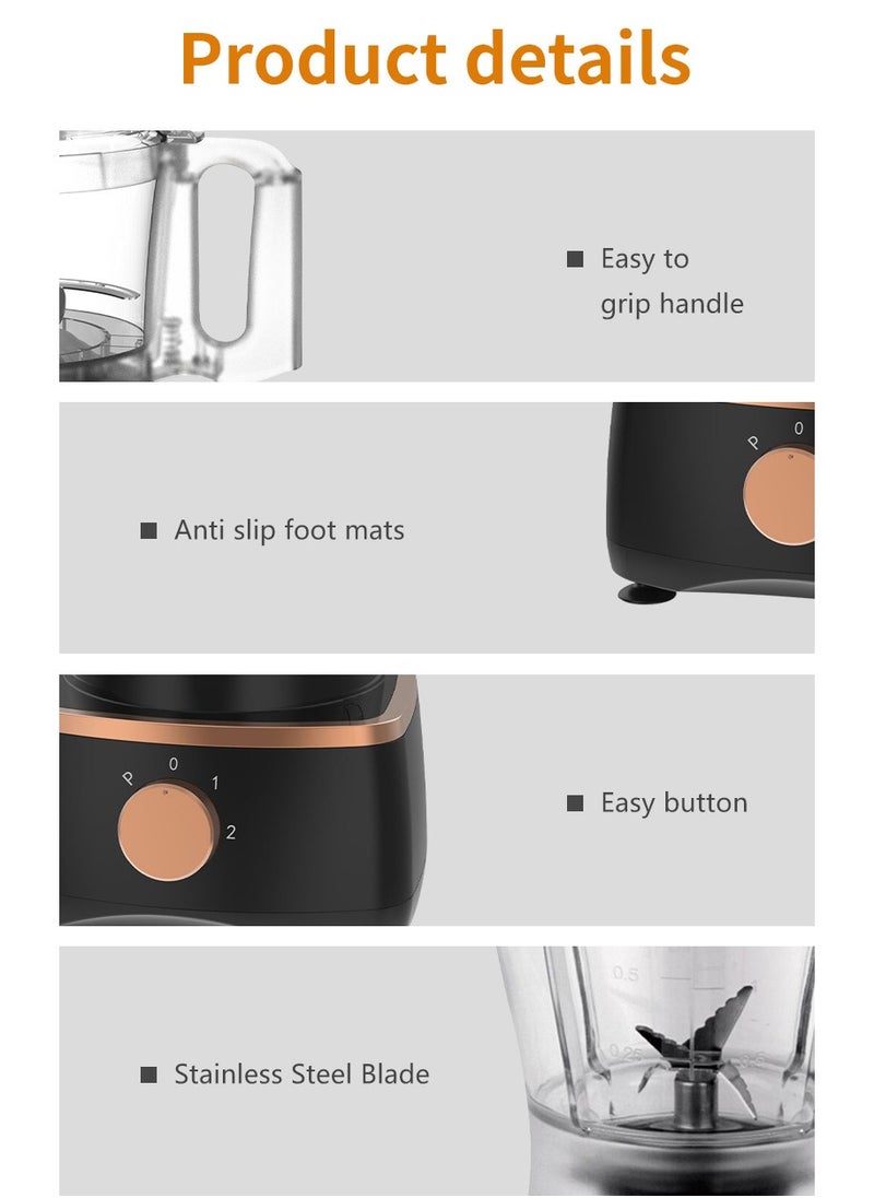 Food Processor 34 Functions 9-in-1 (Blender + Grinder + Dough Maker + Whisker + Food Processor) 1000W SK-7040 Black
