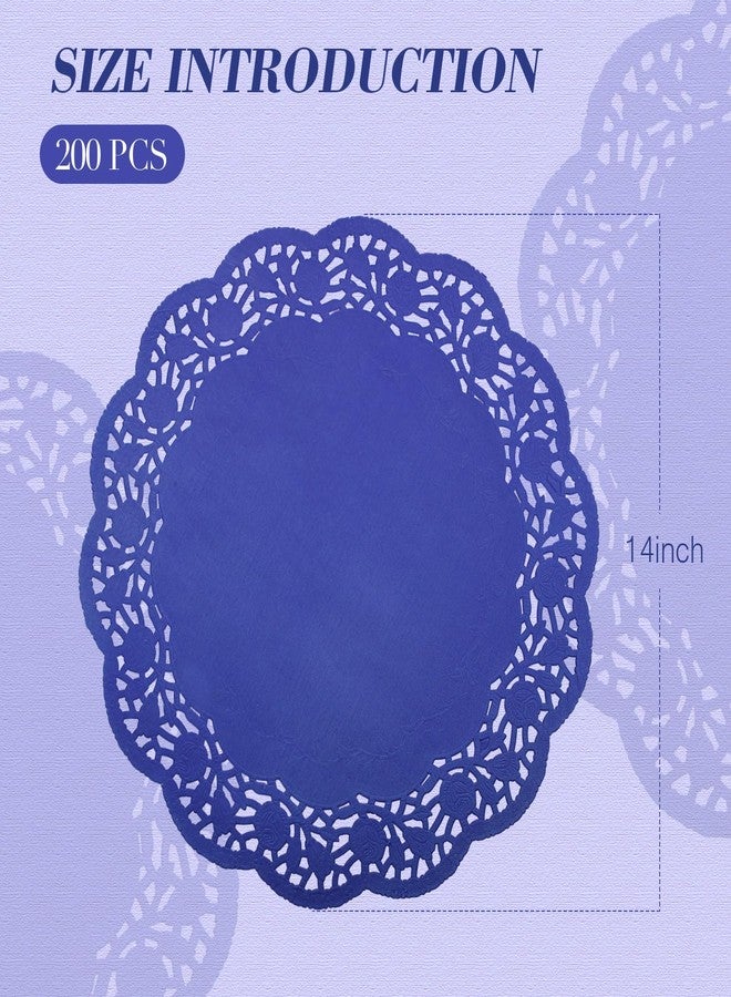 Yexiya 200 Pcs Doilies Lace Paper Doilies 14 Inches Disposable Foil Lace Placemats Large Round Paper Pad Placemats for Cakes Crafts Wedding Birthday Party Decoration(Dark Blue) - Image 2
