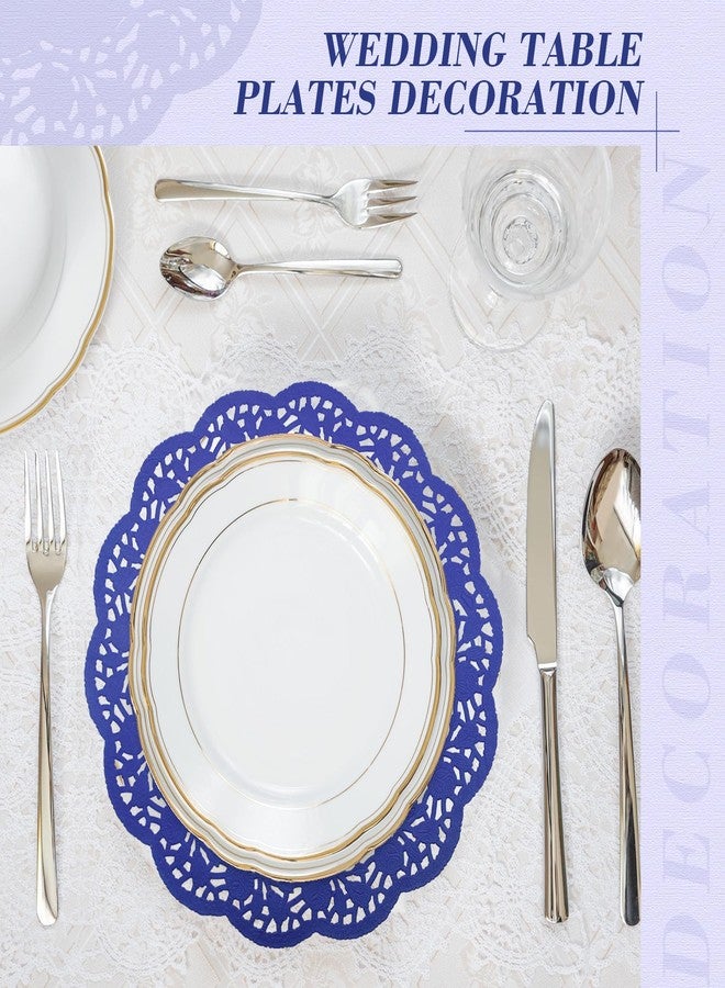 Yexiya 200 Pcs Doilies Lace Paper Doilies 14 Inches Disposable Foil Lace Placemats Large Round Paper Pad Placemats for Cakes Crafts Wedding Birthday Party Decoration(Dark Blue) - Image 4