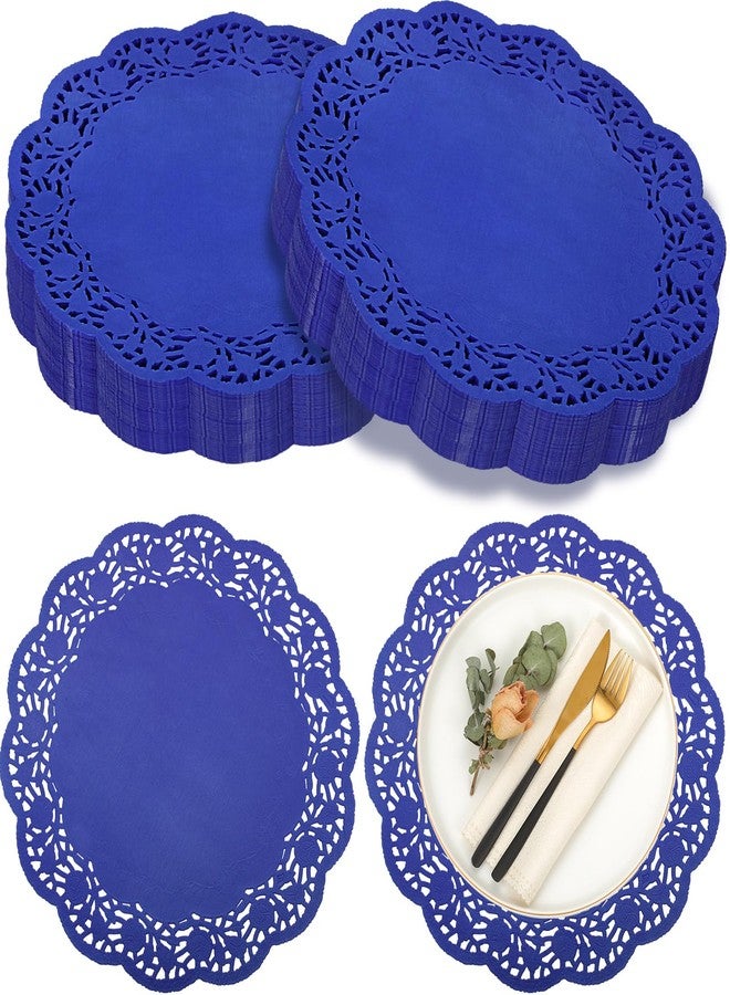 Yexiya 200 Pcs Doilies Lace Paper Doilies 14 Inches Disposable Foil Lace Placemats Large Round Paper Pad Placemats for Cakes Crafts Wedding Birthday Party Decoration(Dark Blue) - Image 1
