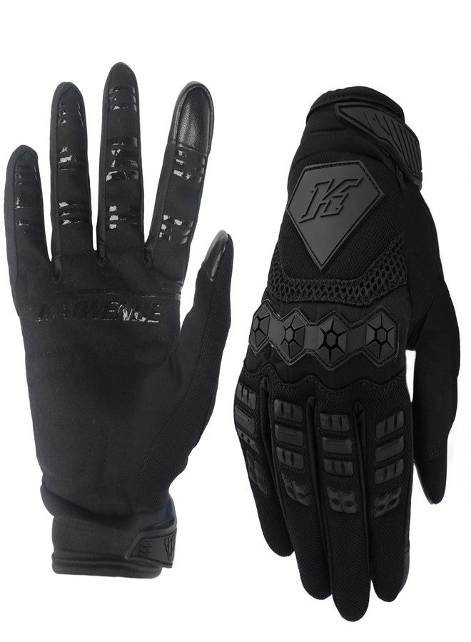 KAIWENDE Men’s Dirt Bike Riding Gloves -Full Finger Touch-Screen Motocross/Motorcycle Gloves for BMX MX ATV MTB Off-Road Riding (Large, Black) - Image 1