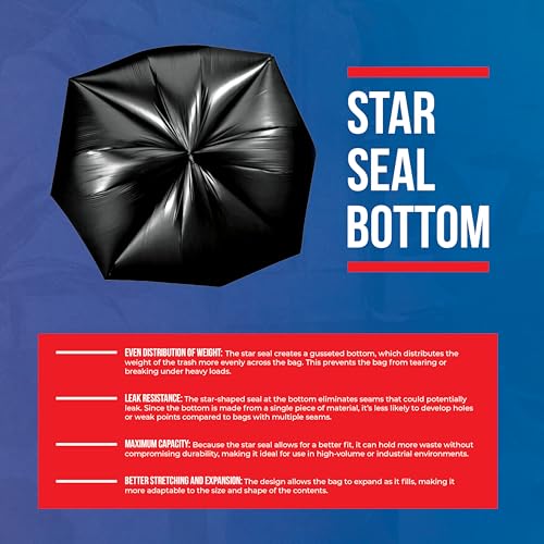 Munfix 55-60 Gallon Trash Bags Heavy Duty - Bulk 150 Pack Large Garbage Bags - Big Black Commercial Trash Can Liners - Made In USA - Image 3