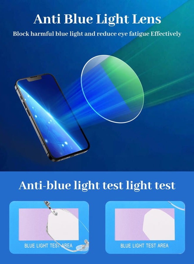 LUFF Rimless Reading Glasses for Women,Frameless Metal Fashion Diamond Cut Edge Blue Light Computer Reader,Anti Eyestrain - Image 5