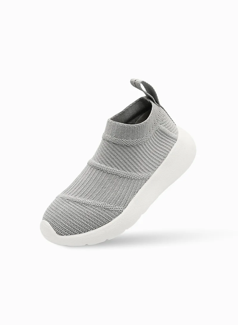 Duozoulu Light Grey CL Striped Sock Walking Trainer  | Best Price UAE