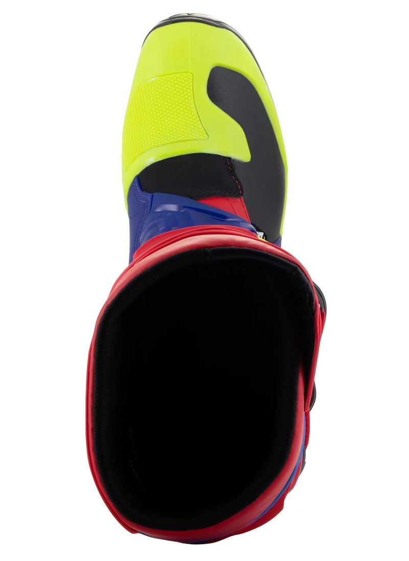 Alpinestars - حذاء Alpinestars Tech 3 باللون الأحمر الفاتح والأزرق الداكن والأصفر الفلوري - Image 1