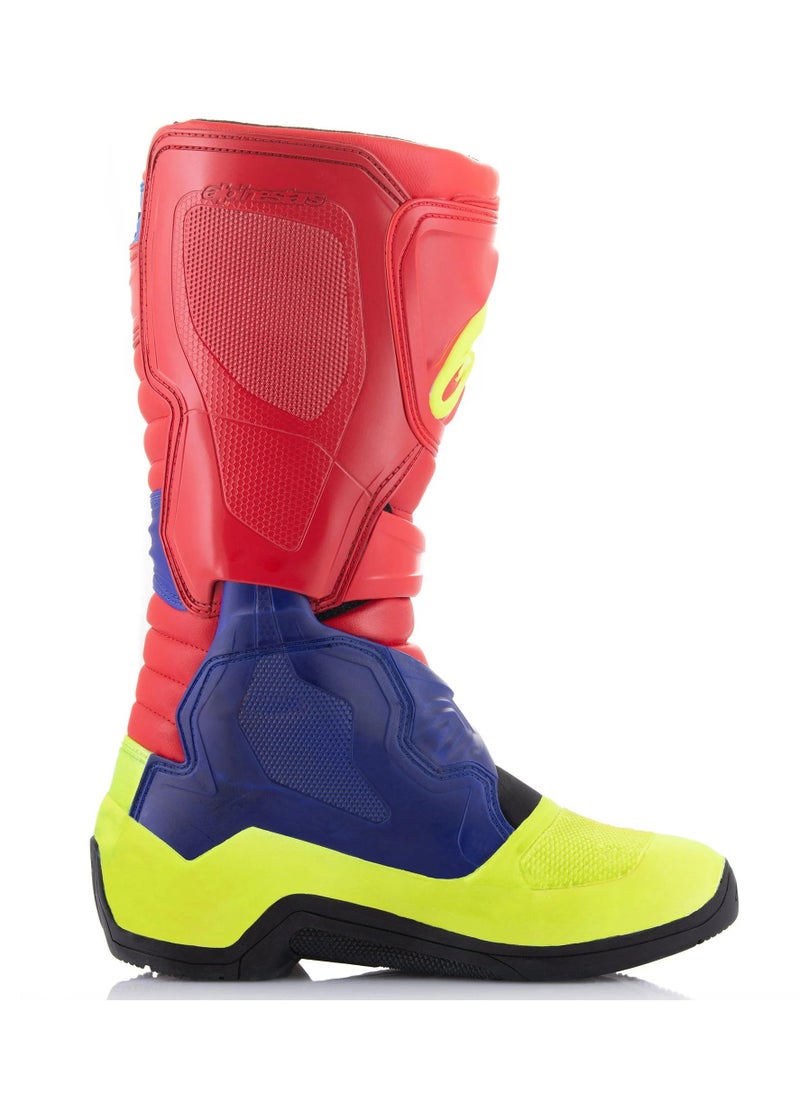 Alpinestars - حذاء Alpinestars Tech 3 باللون الأحمر الفاتح والأزرق الداكن والأصفر الفلوري - Image 1
