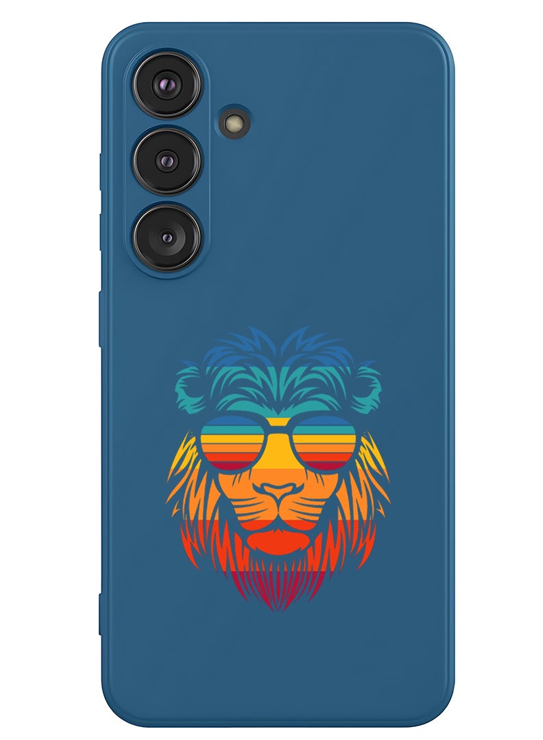 Theodor Protective Slim Fit Case Liquid Silicone Cover with Full Body Protection Anti-Scratch Shockproof Case For Samsung Galaxy S25 (Blue) - lion - Image 1