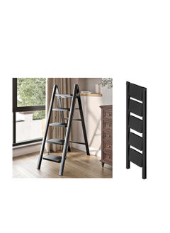 Generic 5 Step Folding Ladder Heavy Duty Stool for Adults Multi-Purpose Kitchen Ladder for Home and Cabinet,Black  - Image 1