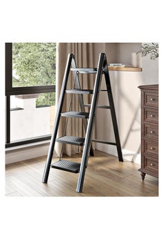 Generic 5 Step Folding Ladder Heavy Duty Stool for Adults Multi-Purpose Kitchen Ladder for Home and Cabinet,Black  - Image 2