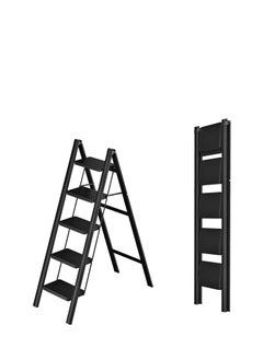 Generic 5 Step Folding Ladder Heavy Duty Stool for Adults Multi-Purpose Kitchen Ladder for Home and Cabinet,Black  - Image 3