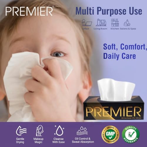 Premier 2-Ply Box Face Tissue Papers – 100 Pulls per Box (Pack of 6, 600 Pulls, 1200 Sheets) –Ultra Soft, Gentle & Highly Absorbent Facial Tissues for Home, Office, Car & Travel | Black-Gold - Image 3