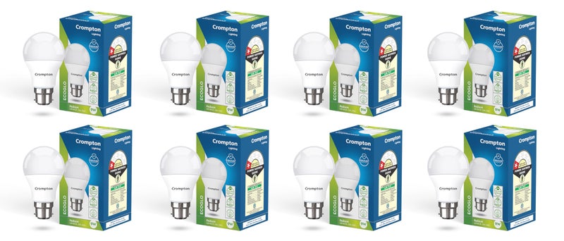 Crompton Param LED Bulb | 9W | Cool Day Light | B22 Base | 180 Degree Coverage | 4kV Surge Protection | 440V High Voltage Protection | Pack of 8 - Image 1