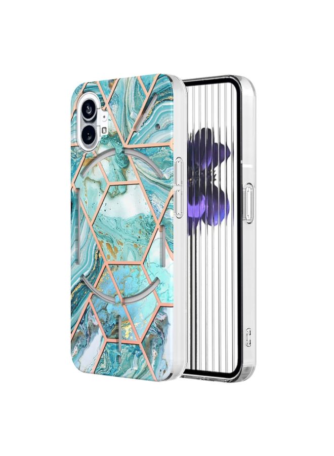 Case Cover For Nothing Phone 1 Electroplating Splicing Marble TPU Phone Case Blue