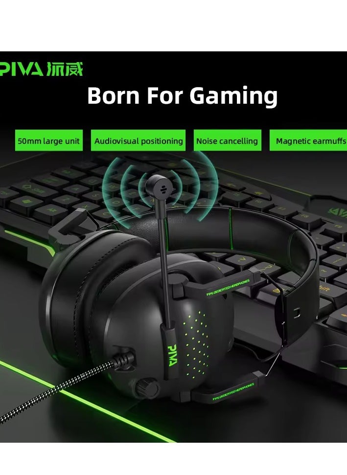 piva Beva U100 Wired Foldable Portable Type-C Virtual 7.1 Channel Headphones with Mic ENC Noise Cancelling Gaming Headset  - Image 3