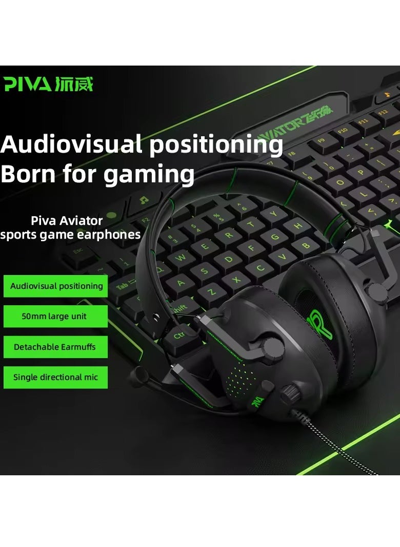 piva Beva U100 Wired Foldable Portable Type-C Virtual 7.1 Channel Headphones with Mic ENC Noise Cancelling Gaming Headset  - Image 2