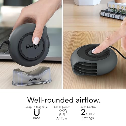 Vornado PEBL Portable USB Desk Fan with Magnetic Base, 2 Speed Settings, Adjustable Airflow, Personal Cooling Device, Mini Travel Fan for Home, Office and Travel - Image 3