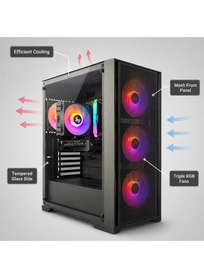 كمبيوتر Gaming بمعالج الجيل 12 وذاكرة 16GB DDR4 وSSD سعة 1TB وكارت شاشة منفصل وWindows 11 Pro وكيس RGB + كيبورد وماوس Gaming مجانًا - Image 4