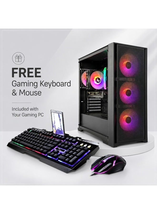 كمبيوتر Gaming بمعالج الجيل 12 وذاكرة 16GB DDR4 وSSD سعة 1TB وكارت شاشة منفصل وWindows 11 Pro وكيس RGB + كيبورد وماوس Gaming مجانًا - Image 2