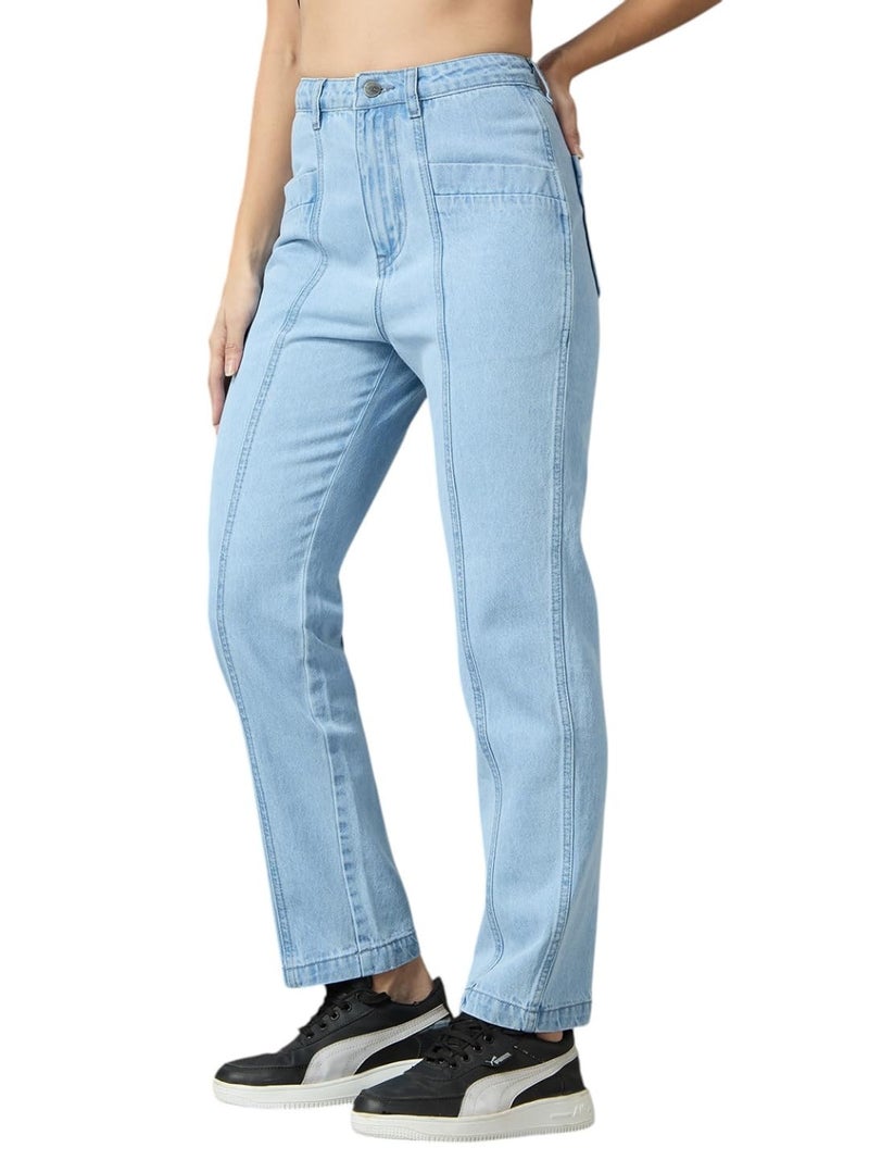 AKA CHIC Women Tapered Fit High Rise Jeans (AKCB 1438_Blue_28) - Image 5