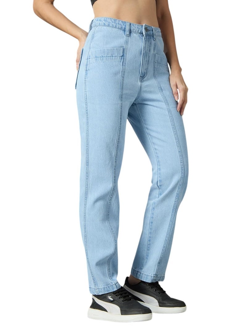 AKA CHIC Women Tapered Fit High Rise Jeans (AKCB 1438_Blue_28) - Image 2