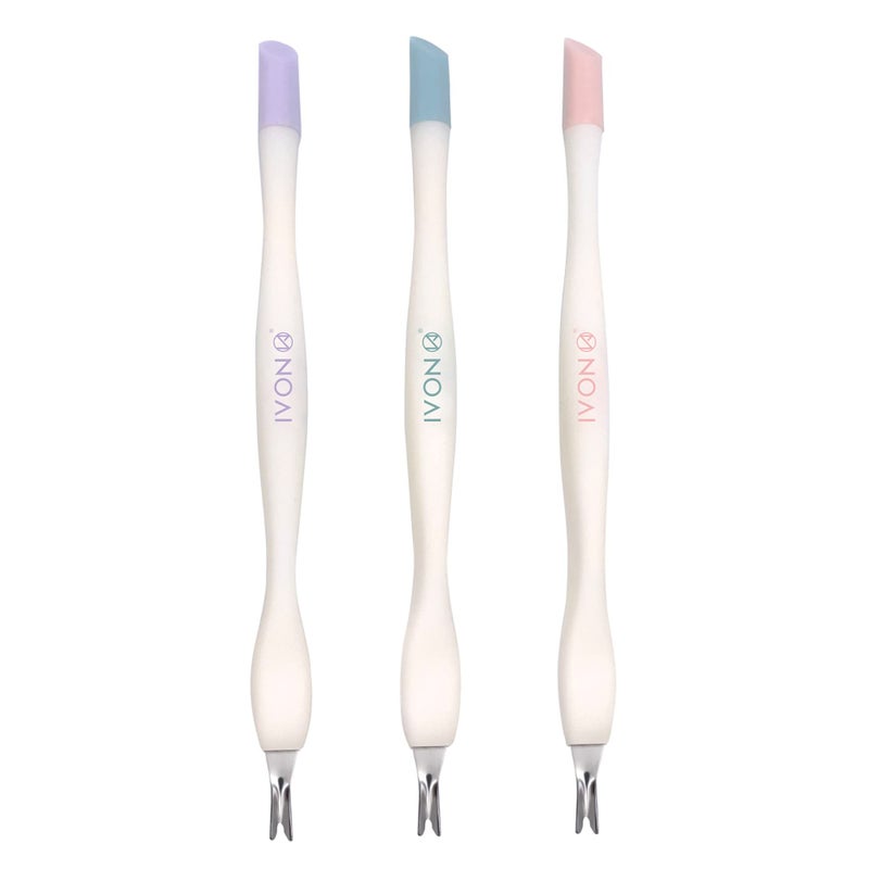 IVON Cuticle Trimmer with Pusher 3pcs Rubber Tip Cuticle Tool for Nail Art