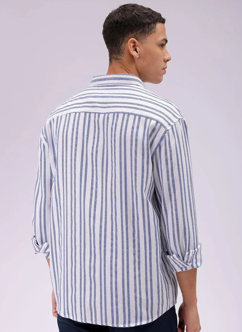 The Indian Garage Co Men Slim Fit Checkered Full Sleeves Cutaway Collar Casual Shirt