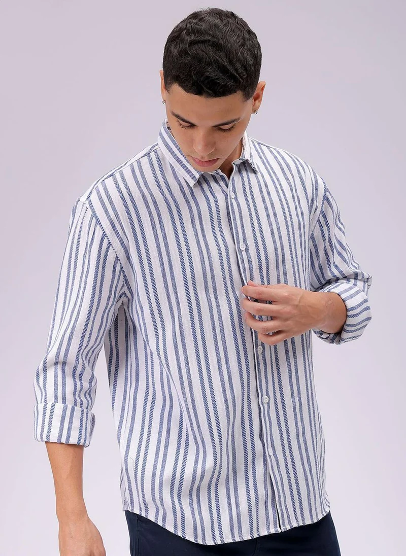 The Indian Garage Co Men Slim Fit Checkered Full Sleeves Cutaway Collar Casual Shirt