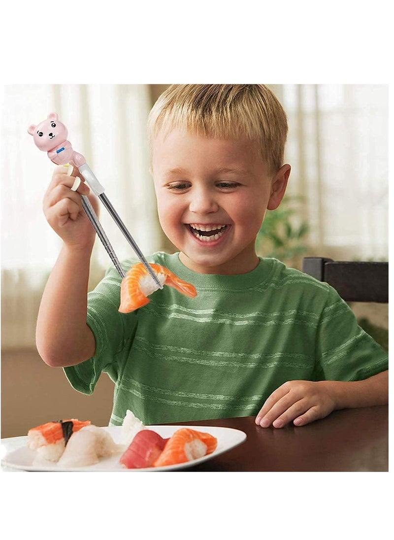 Generic - Cartoon Stainless Steel Kids Training Chopsticks 3 Pairs Ecofriendly Reusable Set for Children and Teens - Image 1