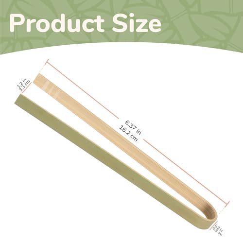 BambooMN 6.3" Mini Bamboo Disposable Tongs - Toast Tongs - 10 Pieces - Image 2