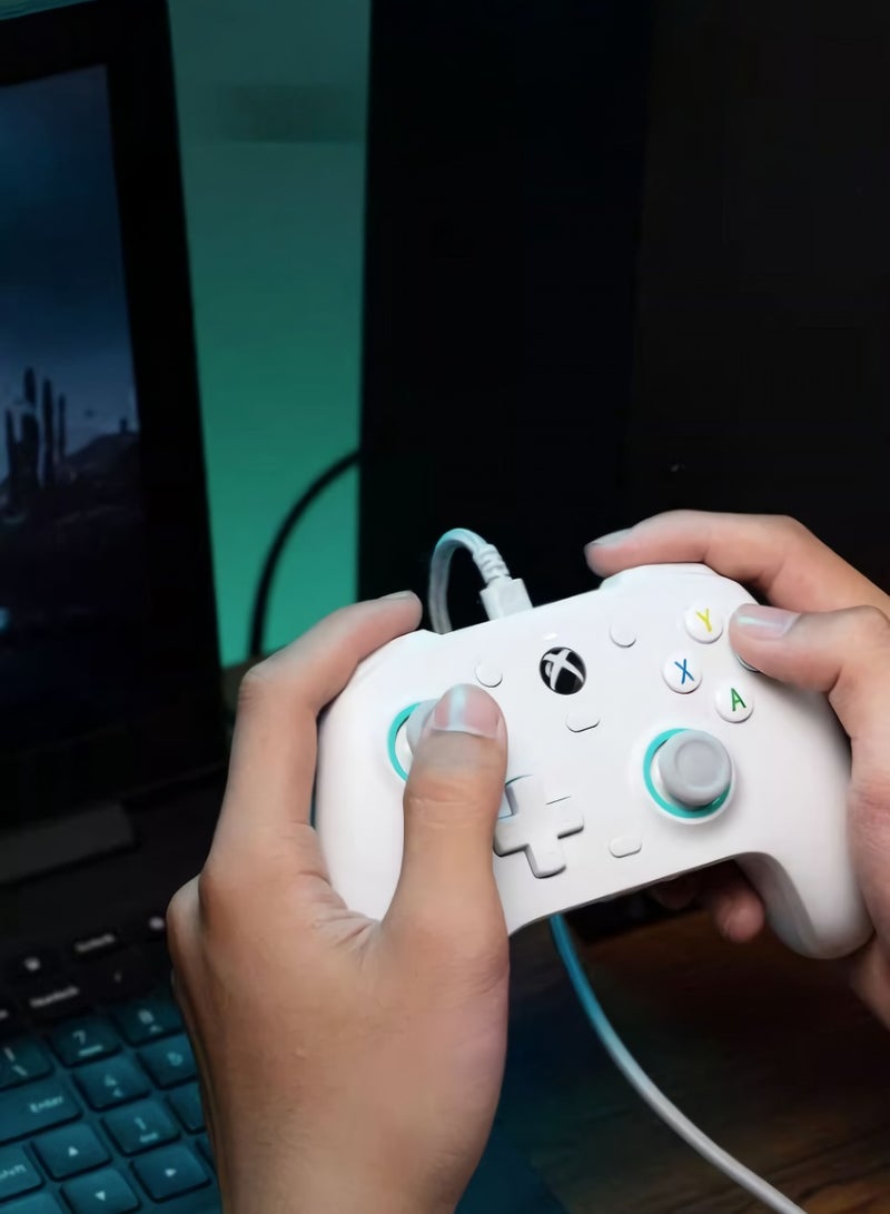 Game Controller, Wired PC Computer Gamepad, Portable Controller With Hall Effect Joysticks, Sturdy And Durable Wired Joypad For Computer Console, (1pc, White) - Image 4