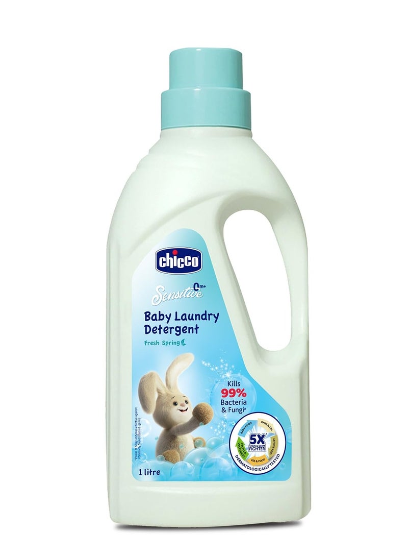 شيكو منظف الغسيل السائل للأطفال من شيكو، 5 أضعاف مقاومة البقع والجراثيم، يقتل 99% من الجراثيم، تم اختباره من قبل أطباء الجلدية لتنظيف فعال ولطيف، برائحة الربيع المنعشة (1 لتر) - Image 1