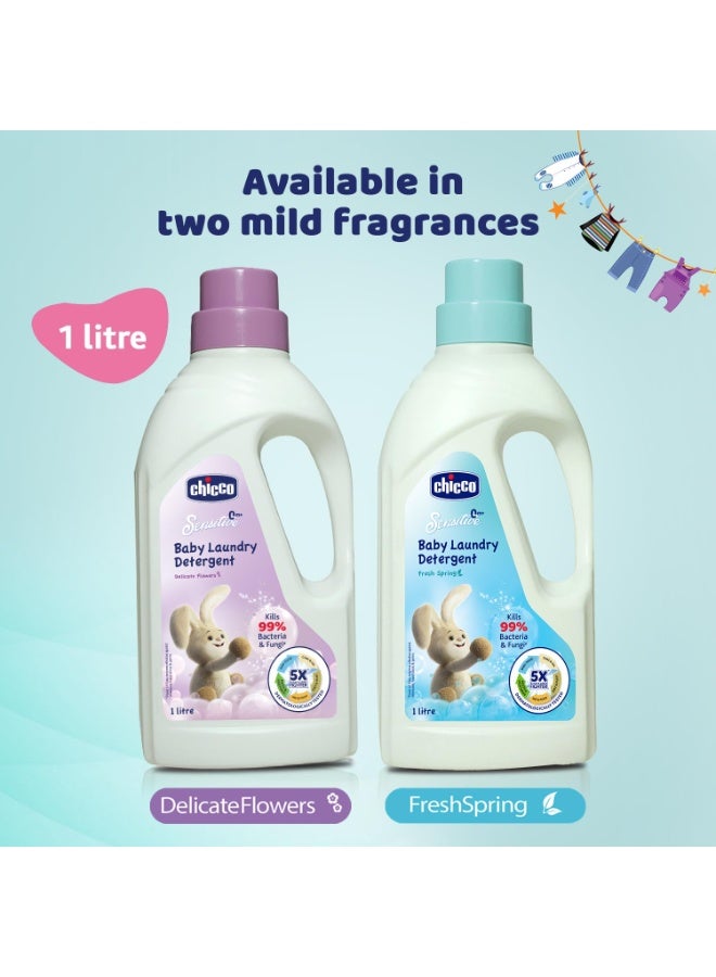 شيكو منظف الغسيل السائل للأطفال من شيكو، 5 أضعاف مقاومة البقع والجراثيم، يقتل 99% من الجراثيم، تم اختباره من قبل أطباء الجلدية لتنظيف فعال ولطيف، برائحة الربيع المنعشة (1 لتر) - Image 5